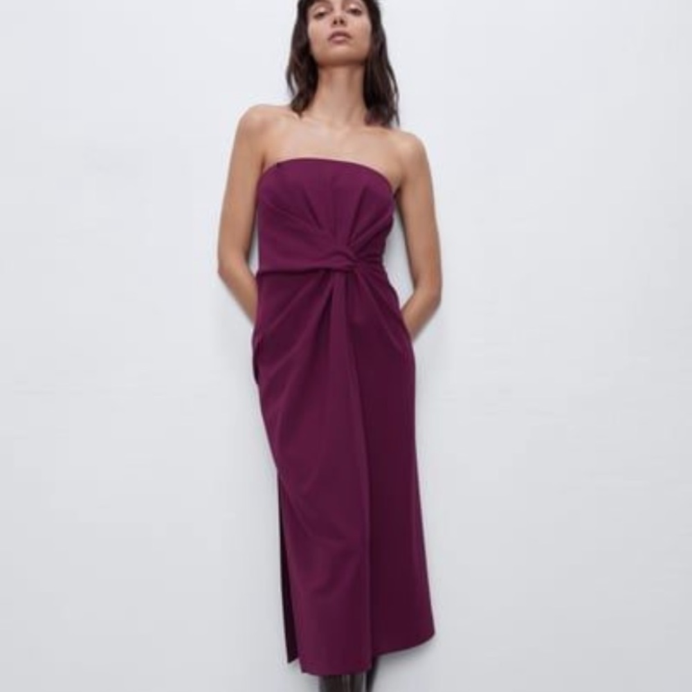 NWT ZARA DRAPED MIDI DRESS